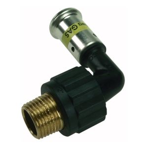 Угольник HENCO 90гр НР ПВДФ пресс (газ), 16x1/2quot;