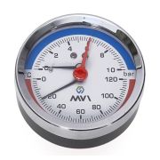 Термоманометр аксиальный MVI, до 10 бар, 0-120C, D80 мм, подключение G1/2