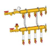 Узел коллекторный Giacomini отопления этажный, со встроенными зап.-регулир. клапанами 1quot; x 1/2quot; /4