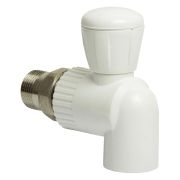 Кран шаровой THERMOLIGHT quot;американкаquot; PP-R угловой 25х3/4quot; белый