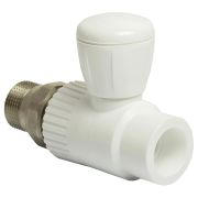 Кран шаровой THERMOLIGHT quot;американкаquot; PP-R прямой 25х3/4quot; белый