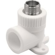 Угольник THERMOLIGHT комбинированный PP-R НР с креплением 25х1/2quot; белый (10/100)