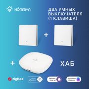 Комплект два умных одноклавишных выключателя и хаб Hommyn SW11HOMKIT04