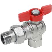 Кран шаровой Giacomini угловой с отводом 3/4quot;F x 3/4quot;M - син. рук., R789X045