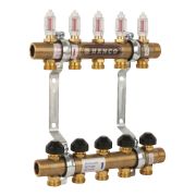 Группа коллекторная HENCO латунная с расходомером, 1quot;M - 7 x 3/4quot;EK