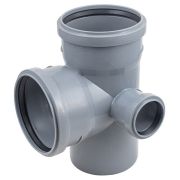 Крестовина двухплоскостная канализационная ПП 110*110* 50*87гр мм левая с раструбом серая (уп.25 шт)
