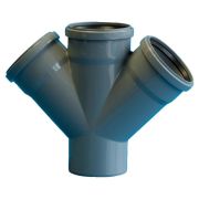 Крестовина одноплоскостная канализационная ПП 110*110*110*45гр.С мм с раструбом серая (уп.16 шт)