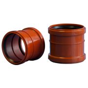 Муфта канализационная НПВХ 200 мм с раструбом рыжая (наружная)