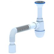 Сифон для мойки бутылочный «АНИ» с гибкой трубой 1 1/2х40/50, нержавеющий выпуск (С0510) (Россия)