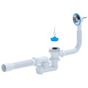 Сифон для ванны «АНИ» с переливом 1 1/2-40, нержавеющий выпуск (Е255) (Россия)