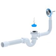 Сифон для ванны «АНИ» с переливом 1 1/2-40, нержавеющий выпуск (Е155) (Россия)