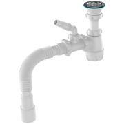 Сифон для мойки бутылочный «Aquant» с отводом для с/м 11/2-40х40/50, нерж. выпуск (S0145-30-MR)