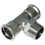 Тройник-пресс для нержавеющих труб Sanha NiroPress 316L ВПр-НР-ВПр, 54×R3/4x54