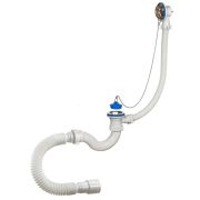 Сифон ОРИО для ванны 1 1/2, с гиб.трубой 40*40/50 дл.370мм, с выпуском и переливом А-40089 (1/30)